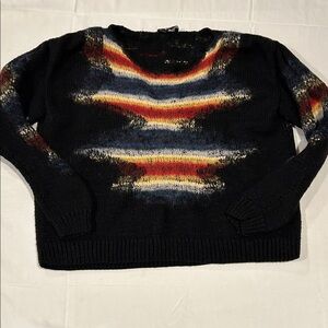 Risto 100% Wool Colorful Striped Women's Crew Neck Sweater Boho